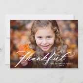 感謝のエレガントスクリプはっきりしたト写真Thanksgiving シーズンカード (正面)