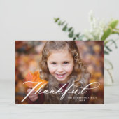 感謝のエレガントスクリプはっきりしたト写真Thanksgiving シーズンカード (スタンド正面)