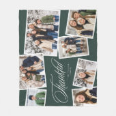 感謝のエレガントダークグリーン7フォトコラージュ フリースブランケット (正面)