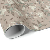 感謝のエレガント中立フローラリリーブラウン ラッピングペーパー (ロールコーナー)