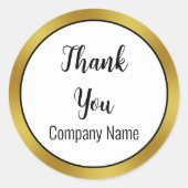 感謝のエレガント白黒金ゴールド会社名 ラウンドシール (正面)