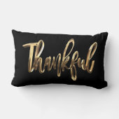 感謝のエレガント金ゴールドスクリプモダント感謝祭 ランバークッション (裏面)