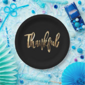 感謝のエレガント金ゴールドフェイクスクリプト感謝祭 ペーパープレート (パーティー)