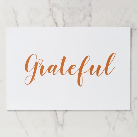 感謝のオレンジのスクリプト感謝のランチョンマット ペーパーパッド (正面)