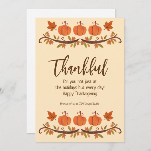 感謝のカスタムロゴサンクスギビングホリデーカード シーズンカード (正面/裏面)