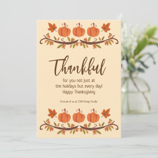 感謝のカスタムロゴサンクスギビングホリデーカード シーズンカード (スタンド正面)