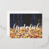 感謝のカスタム文字と写真Thanksgiving 箔シーズンポストカード (正面/裏面)