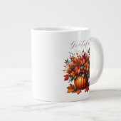 感謝のカボチャと紅葉 ジャンボコーヒーマグカップ (正面右)