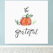 感謝のカボチャの葉の水色キャンバスプリント キャンバスプリント (インサイチュ (ウッドフロア))