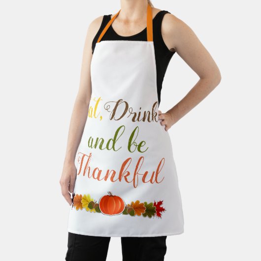 感謝のカボチャの葉タイポグラフィ感謝祭 エプロン (インサイチュ)