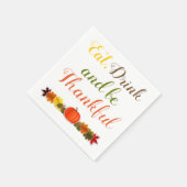 感謝のカボチャの葉タイポグラフィ感謝祭 スタンダードカクテルナプキン (角)
