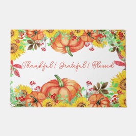 感謝のカボチャ賛美の素朴フローラ ドアマット