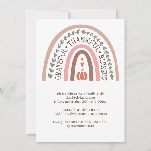 感謝のカボチャ賛美ン感謝祭 招待状 (正面)