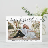 感謝のカリグラフ結婚の写真を超えてありがとう サンキューカード (スタンド正面)