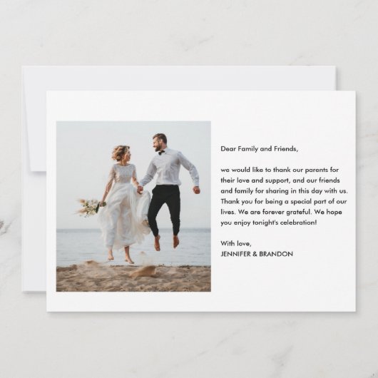 感謝のカリグラフ結婚の写真を超えてありがとう サンキューカード (裏面)