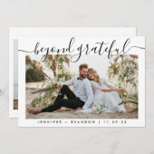 感謝のカリグラフ結婚の写真を超えてありがとう サンキューカード (正面/裏面)