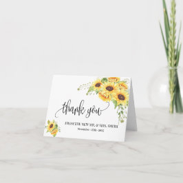 感謝のカード 国のひまわり 結婚式 折りたたみ式 サンキューカード