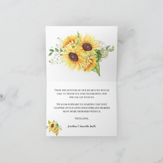 感謝のカード 国のひまわり 結婚式 折りたたみ式 サンキューカード (内部)