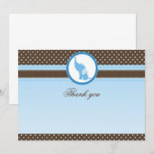 感謝のカード　空白　象　青　茶色 招待状 (正面/裏面)