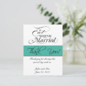 感謝のカード　食べて、飲んで、結婚しよう ターコイズ 招待状 (スタンド正面)