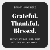 感謝のキャンドルミニマ賛美ルリスト秋 スクエアシール (正面)