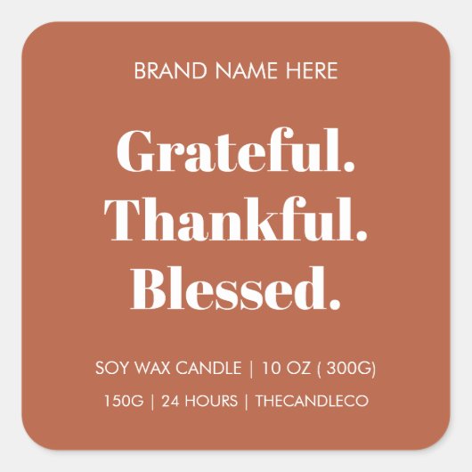 感謝のキャンドル賛美ル | テラコッタ秋 スクエアシール (正面)