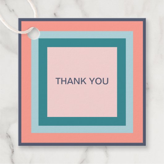 感謝のギフトラベル、ビーチカラーパレット正方形 フェイバータグ (正面)