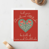 感謝のクリスマスの態度ハートフォークアートT- ノートカード (正面/裏面インサイチュ)