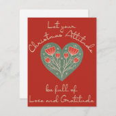 感謝のクリスマスの態度ハートフォークアートT- ノートカード (正面/裏面)