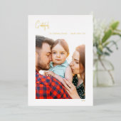 感謝のクリスマス垂直独身の写真金ゴールド 箔シーズンカード (立ち正面)