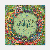 感謝のグリーンおもしろいフローラモダン刺激 マグネット (正面)