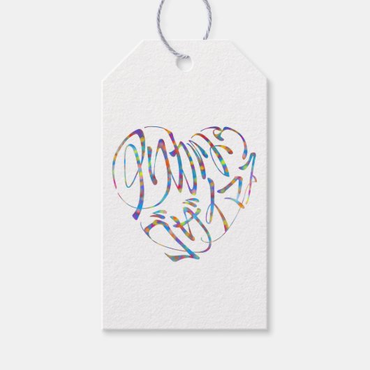 感謝のココロ Thank you 多言語17国語 字抜きカラフル ギフトタグ (正面)