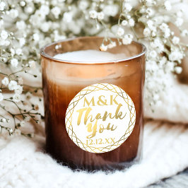 感謝のゴールドモノグラム ウェディング フェイバーステッカー ラウンドシール