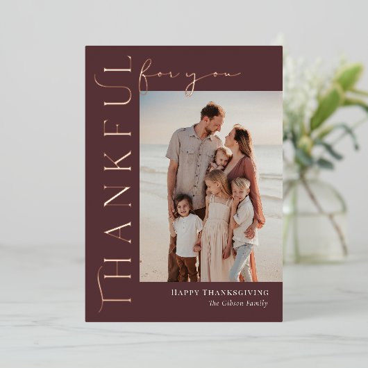 感謝のサイドフォイル感謝のフォトカード 箔シーズンカード (立ち正面)