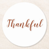 感謝のサビシナモンホワイトスクリプト感謝の気持ち ラウンドペーパーコースター (正面)