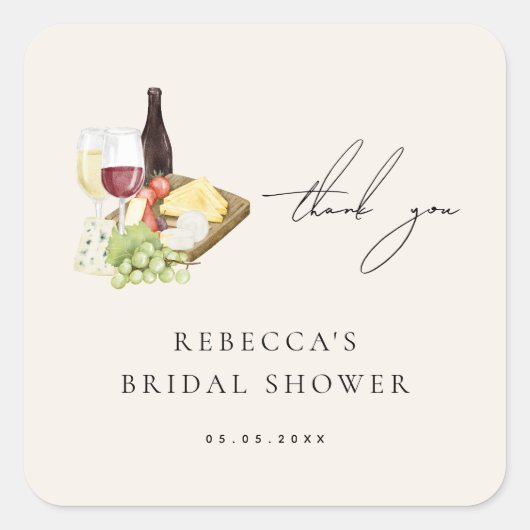 感謝のシャルキュテリー ワイン&チーズ ブライダルシャワー スクエアシール (正面)