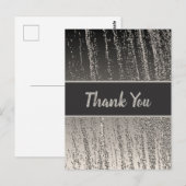 感謝のシルバー メタリック ストライプ ポストカード (正面/裏面)