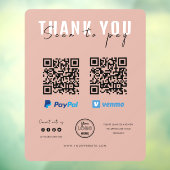 感謝のスキャンを支払うロゴQRコード支払ピンク ウィンドウサイン (シート3)