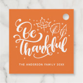 感謝のスクリプトを収穫オレンジ フェイバータグ (裏面)