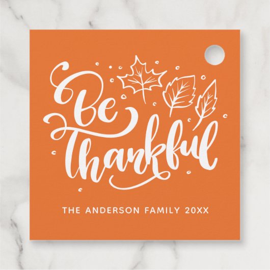 感謝のスクリプトを収穫オレンジ フェイバータグ (裏面)