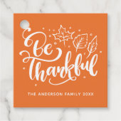 感謝のスクリプトを収穫オレンジ フェイバータグ (正面)