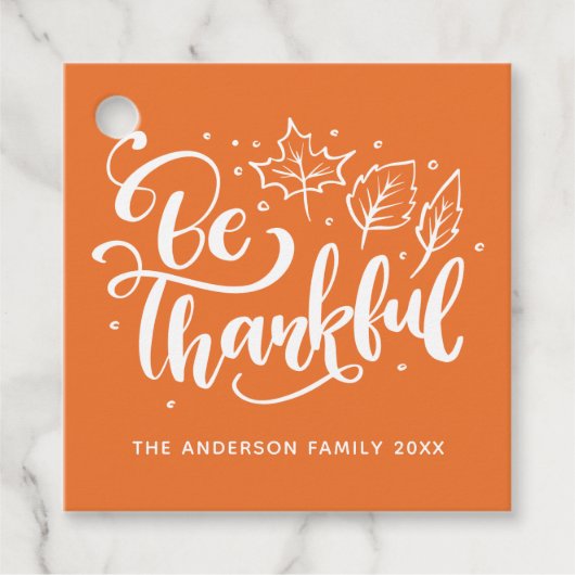 感謝のスクリプトを収穫オレンジ フェイバータグ (正面)