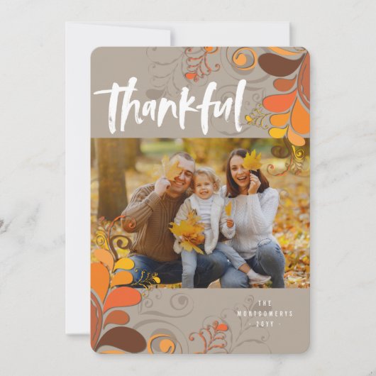 感謝のスクリプトアールデコ渦巻き感謝記念写真 シーズンカード (正面)