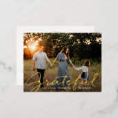 感謝のスクリプトフォイル写真感謝祭はがき 箔シーズンポストカード (正面/裏面)