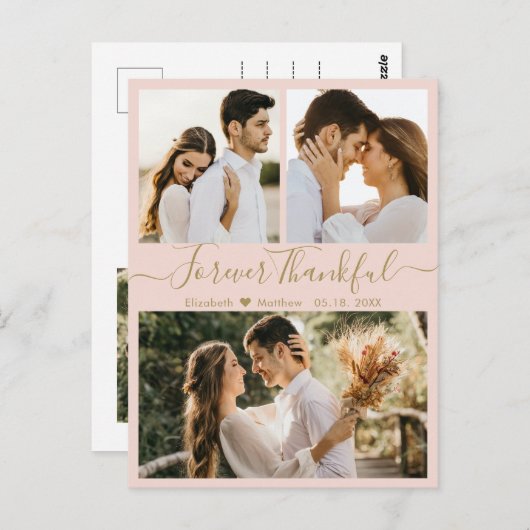 感謝のスクリプト写真コラージュ結婚の感謝のポー ポストカード (正面/裏面)