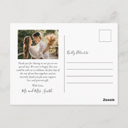 感謝のスクリプト写真コラージュ結婚の感謝のポー ポストカード (裏面)