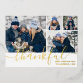 感謝のスクリプト4写真クリスマス金ゴールド 箔シーズンカード (正面)