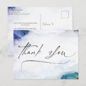 感謝のスクリプト ウォーターカラー ゴールド エレガント ポストカード (正面/裏面)