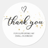 感謝のスクリプト ゴールド ハート 小規模ビジネス ラウンドシール (正面)