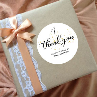 感謝のスクリプト ゴールド ハート 小規模ビジネス ラウンドシール